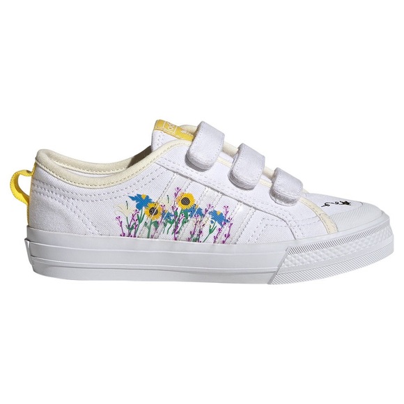 adidas Originals Nizza "Ftwr White/Yellow/Off White" Girls' Shoe size 13k - Picture 3 of 12